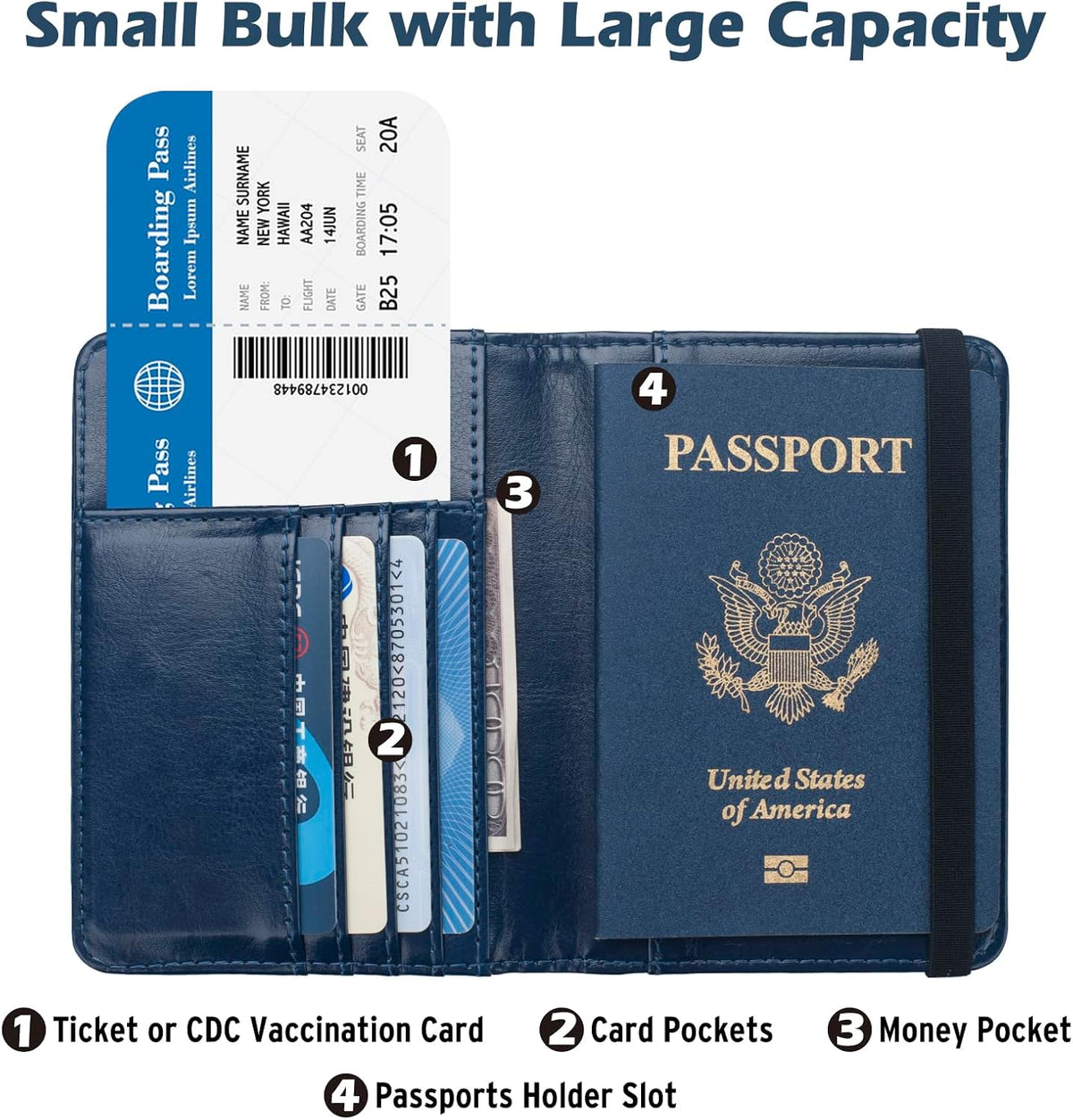 Passport Holder for Men Women RFID Blocking US Passport Cover Case, Waterproof Leather Passport Book Protector with Vaccine Card Slot Travel Document Organizer