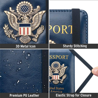 Passport Holder for Men Women RFID Blocking US Passport Cover Case, Waterproof Leather Passport Book Protector with Vaccine Card Slot Travel Document Organizer