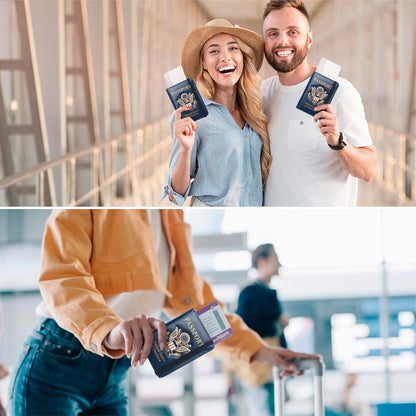 Passport Holder for Men Women RFID Blocking US Passport Cover Case, Waterproof Leather Passport Book Protector with Vaccine Card Slot Travel Document Organizer