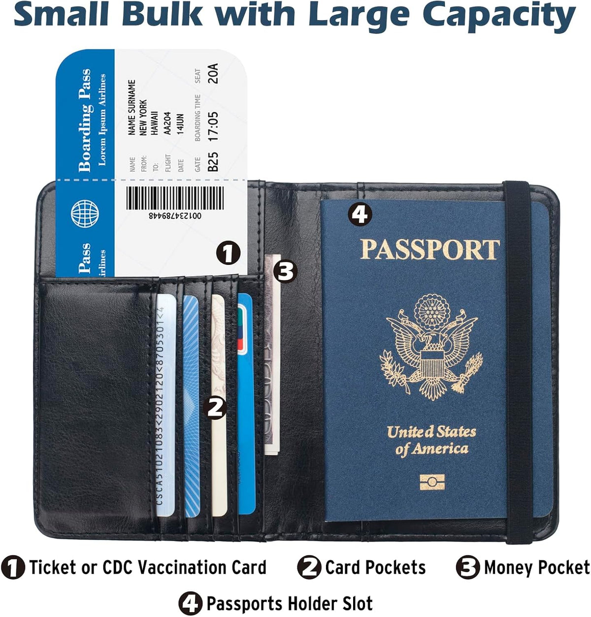 Passport Holder for Men Women RFID Blocking US Passport Cover Case, Waterproof Leather Passport Book Protector with Vaccine Card Slot Travel Document Organizer
