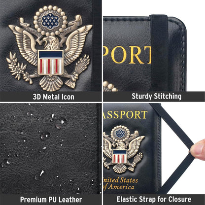 Passport Holder for Men Women RFID Blocking US Passport Cover Case, Waterproof Leather Passport Book Protector with Vaccine Card Slot Travel Document Organizer