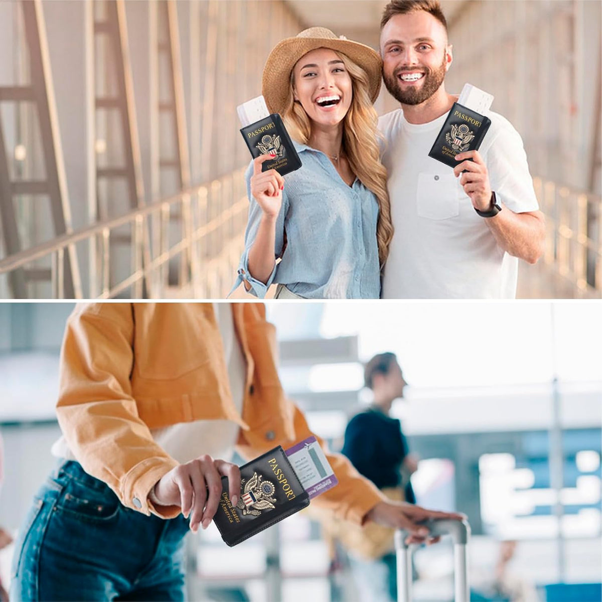 Passport Holder for Men Women RFID Blocking US Passport Cover Case, Waterproof Leather Passport Book Protector with Vaccine Card Slot Travel Document Organizer