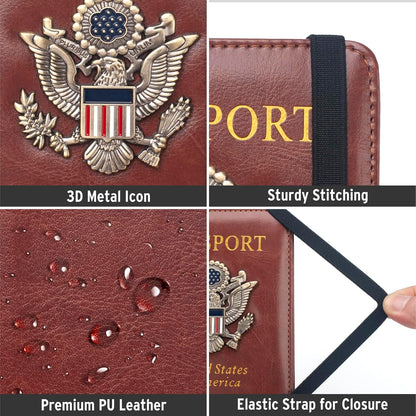 Passport Holder for Men Women RFID Blocking US Passport Cover Case, Waterproof Leather Passport Book Protector with Vaccine Card Slot Travel Document Organizer