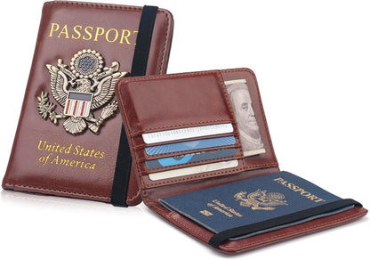 Passport Holder for Men Women RFID Blocking US Passport Cover Case, Waterproof Leather Passport Book Protector with Vaccine Card Slot Travel Document Organizer