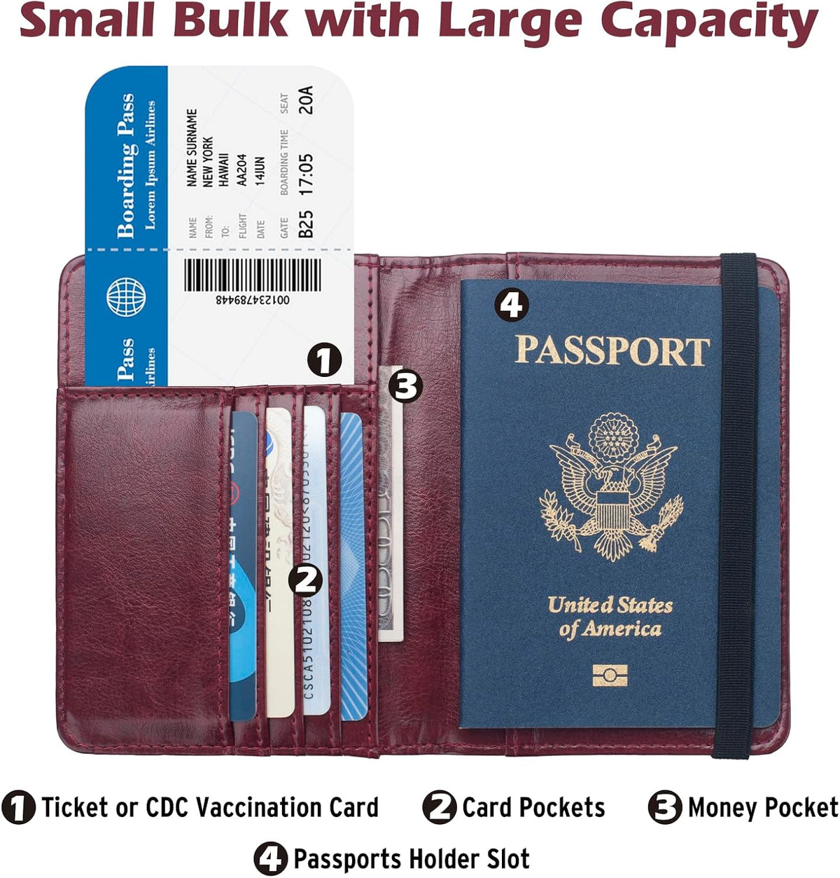 Passport Holder for Men Women RFID Blocking US Passport Cover Case, Waterproof Leather Passport Book Protector with Vaccine Card Slot Travel Document Organizer