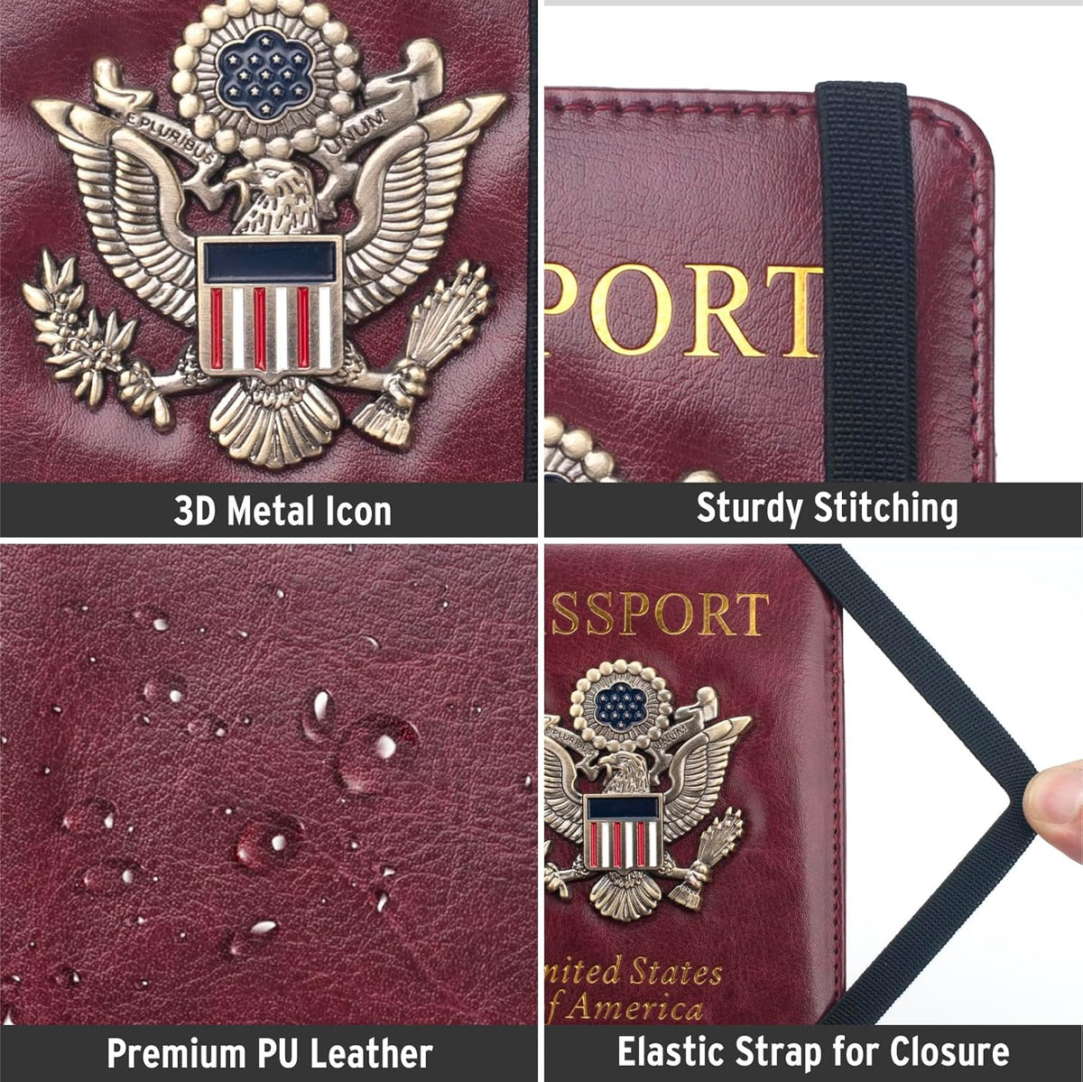 Passport Holder for Men Women RFID Blocking US Passport Cover Case, Waterproof Leather Passport Book Protector with Vaccine Card Slot Travel Document Organizer