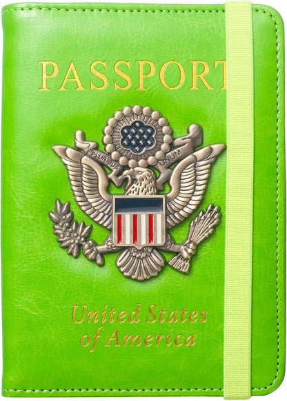 Passport Holder for Men Women RFID Blocking US Passport Cover Case, Waterproof Leather Passport Book Protector with Vaccine Card Slot Travel Document Organizer