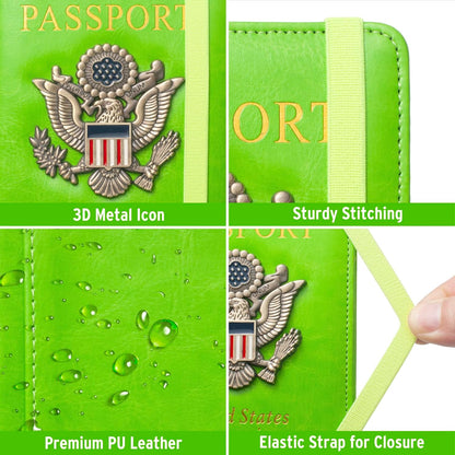 Passport Holder for Men Women RFID Blocking US Passport Cover Case, Waterproof Leather Passport Book Protector with Vaccine Card Slot Travel Document Organizer