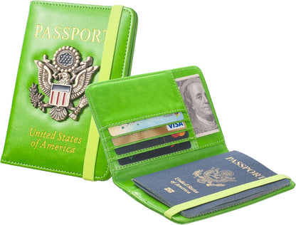 Passport Holder for Men Women RFID Blocking US Passport Cover Case, Waterproof Leather Passport Book Protector with Vaccine Card Slot Travel Document Organizer