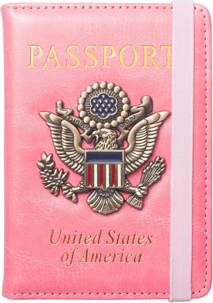 Passport Holder for Men Women RFID Blocking US Passport Cover Case, Waterproof Leather Passport Book Protector with Vaccine Card Slot Travel Document Organizer