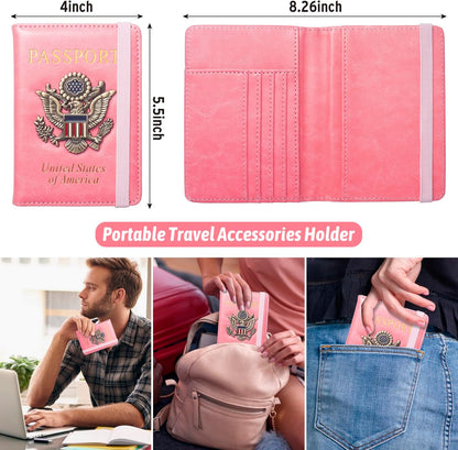 Passport Holder for Men Women RFID Blocking US Passport Cover Case, Waterproof Leather Passport Book Protector with Vaccine Card Slot Travel Document Organizer