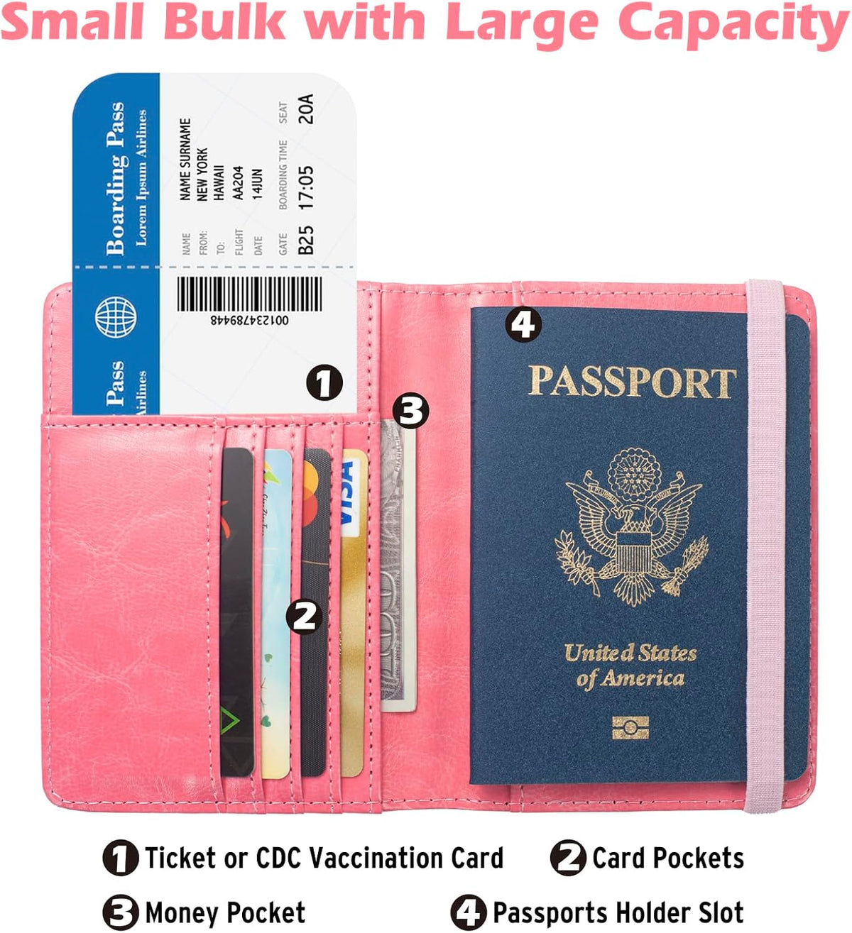 Passport Holder for Men Women RFID Blocking US Passport Cover Case, Waterproof Leather Passport Book Protector with Vaccine Card Slot Travel Document Organizer