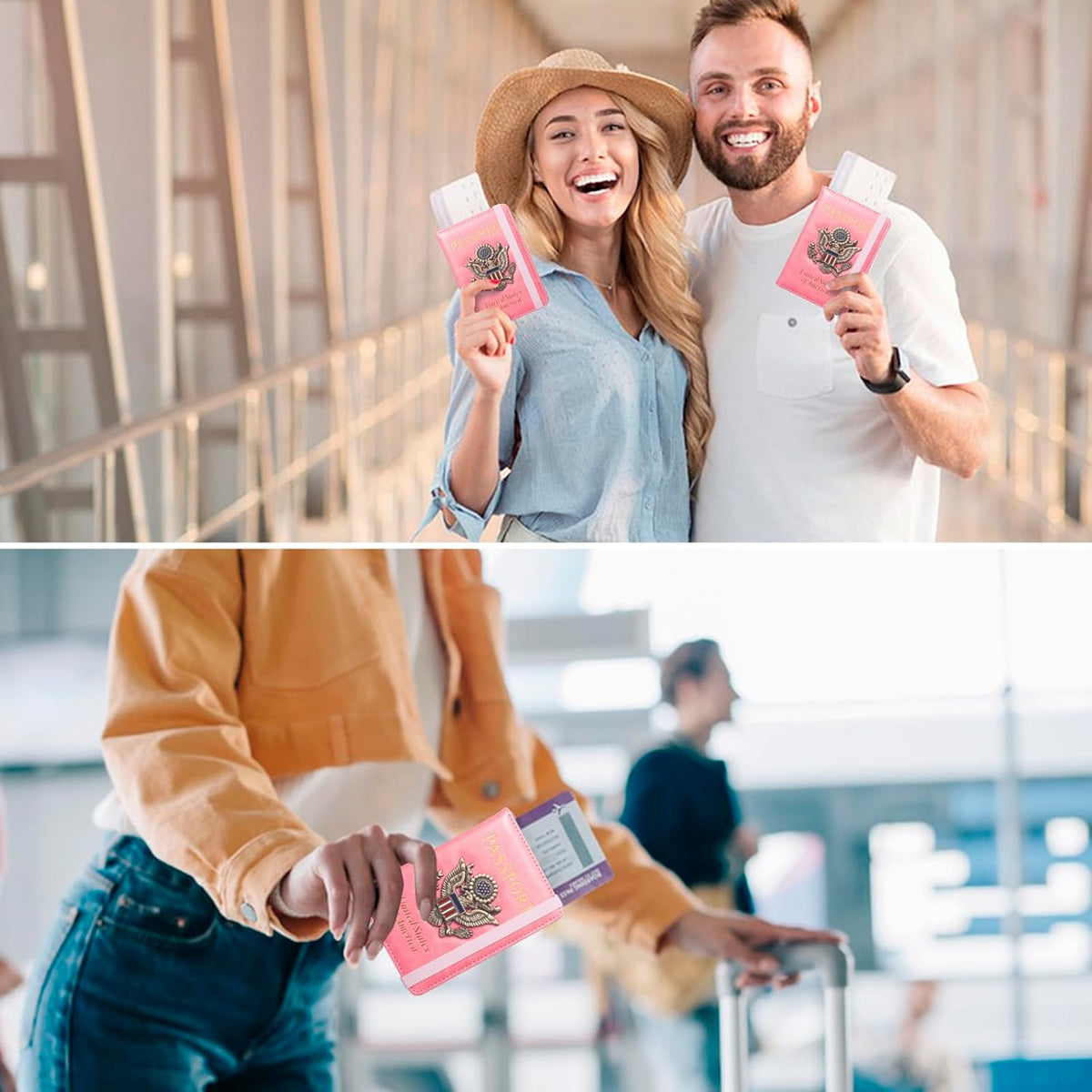 Passport Holder for Men Women RFID Blocking US Passport Cover Case, Waterproof Leather Passport Book Protector with Vaccine Card Slot Travel Document Organizer