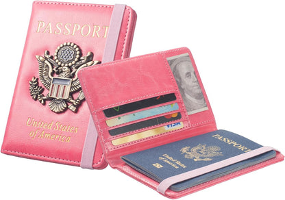 Passport Holder for Men Women RFID Blocking US Passport Cover Case, Waterproof Leather Passport Book Protector with Vaccine Card Slot Travel Document Organizer