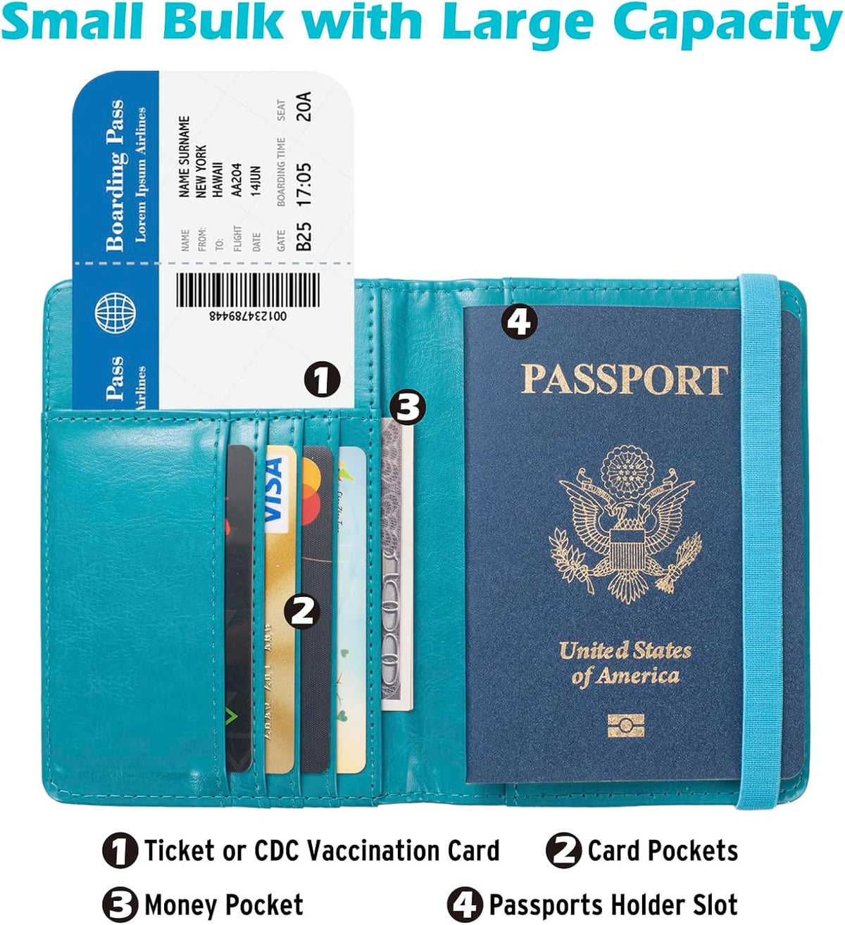 Passport Holder for Men Women RFID Blocking US Passport Cover Case, Waterproof Leather Passport Book Protector with Vaccine Card Slot Travel Document Organizer