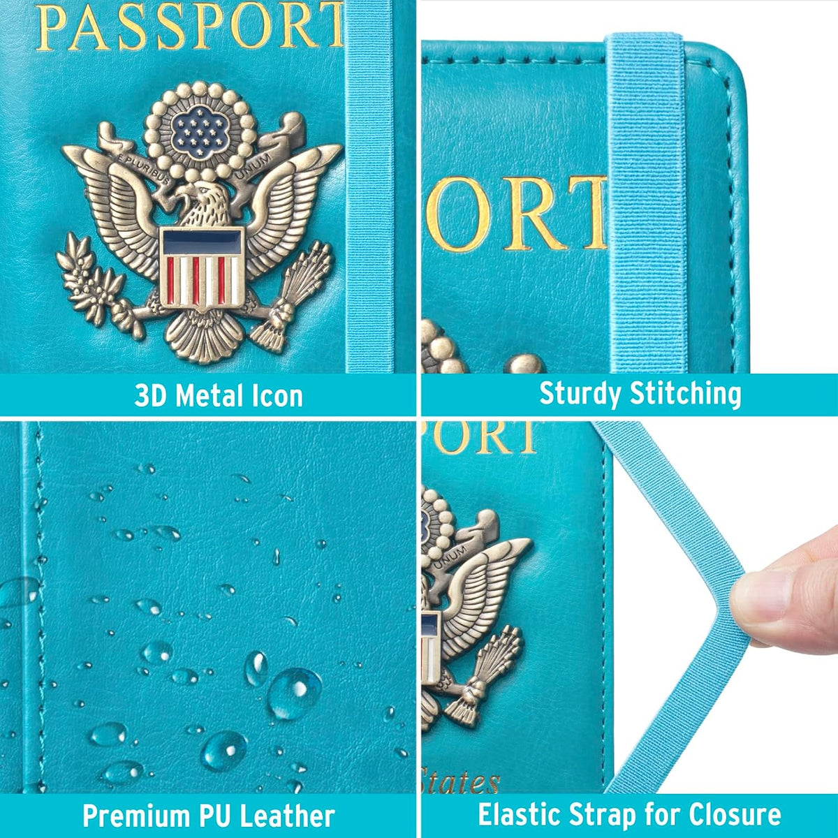 Passport Holder for Men Women RFID Blocking US Passport Cover Case, Waterproof Leather Passport Book Protector with Vaccine Card Slot Travel Document Organizer
