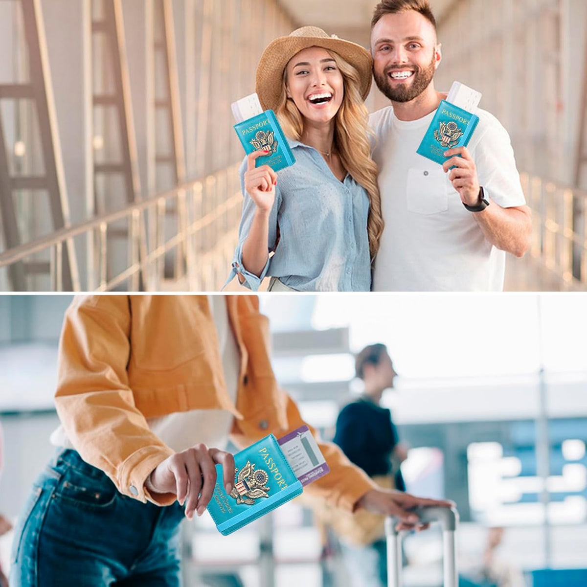 Passport Holder for Men Women RFID Blocking US Passport Cover Case, Waterproof Leather Passport Book Protector with Vaccine Card Slot Travel Document Organizer