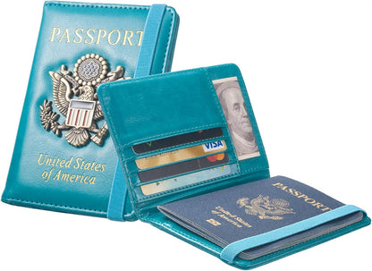 Passport Holder for Men Women RFID Blocking US Passport Cover Case, Waterproof Leather Passport Book Protector with Vaccine Card Slot Travel Document Organizer