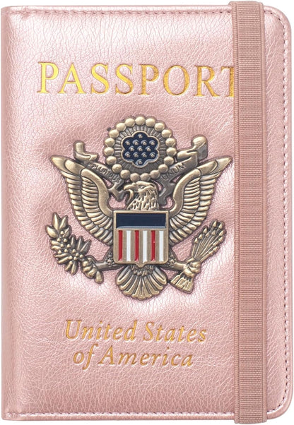 Passport Holder for Men Women RFID Blocking US Passport Cover Case, Waterproof Leather Passport Book Protector with Vaccine Card Slot Travel Document Organizer