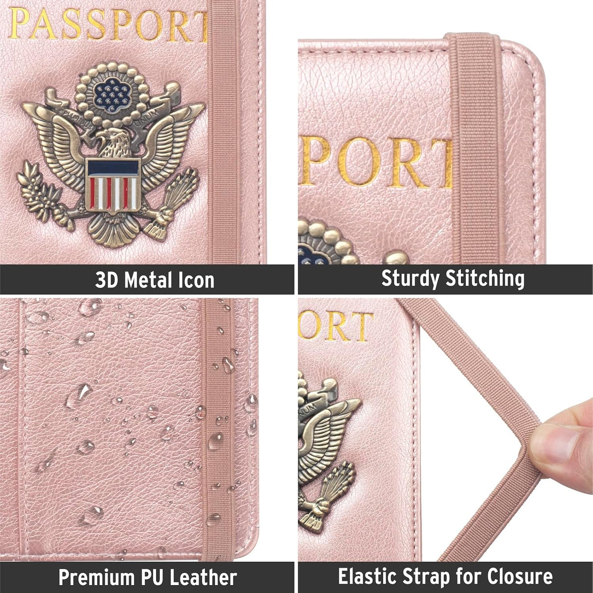 Passport Holder for Men Women RFID Blocking US Passport Cover Case, Waterproof Leather Passport Book Protector with Vaccine Card Slot Travel Document Organizer