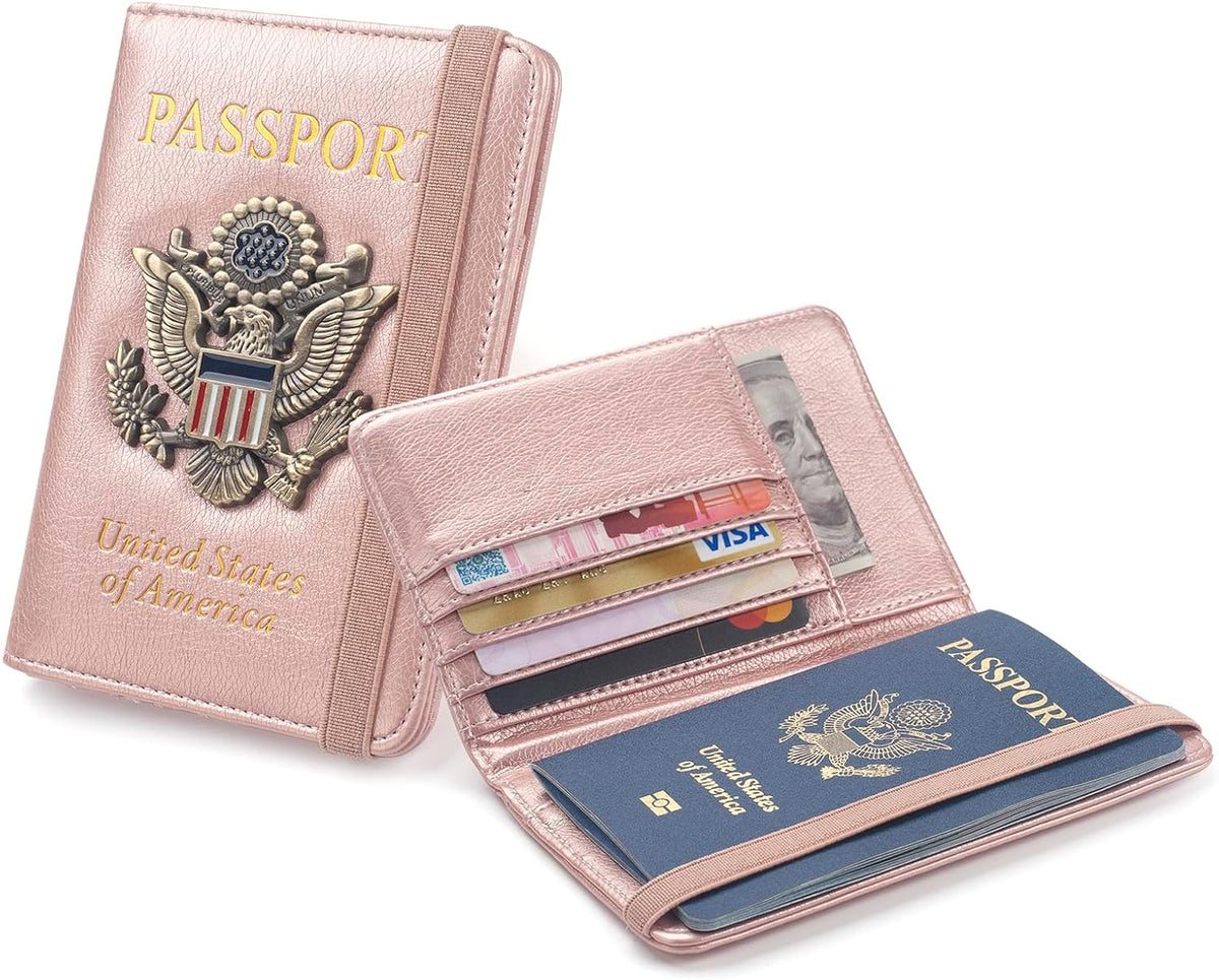 Passport Holder for Men Women RFID Blocking US Passport Cover Case, Waterproof Leather Passport Book Protector with Vaccine Card Slot Travel Document Organizer