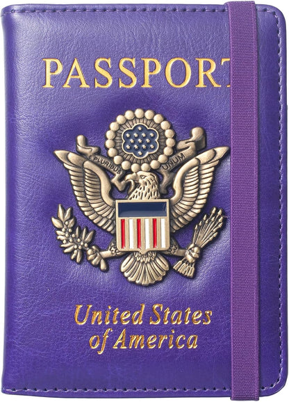 Passport Holder for Men Women RFID Blocking US Passport Cover Case, Waterproof Leather Passport Book Protector with Vaccine Card Slot Travel Document Organizer