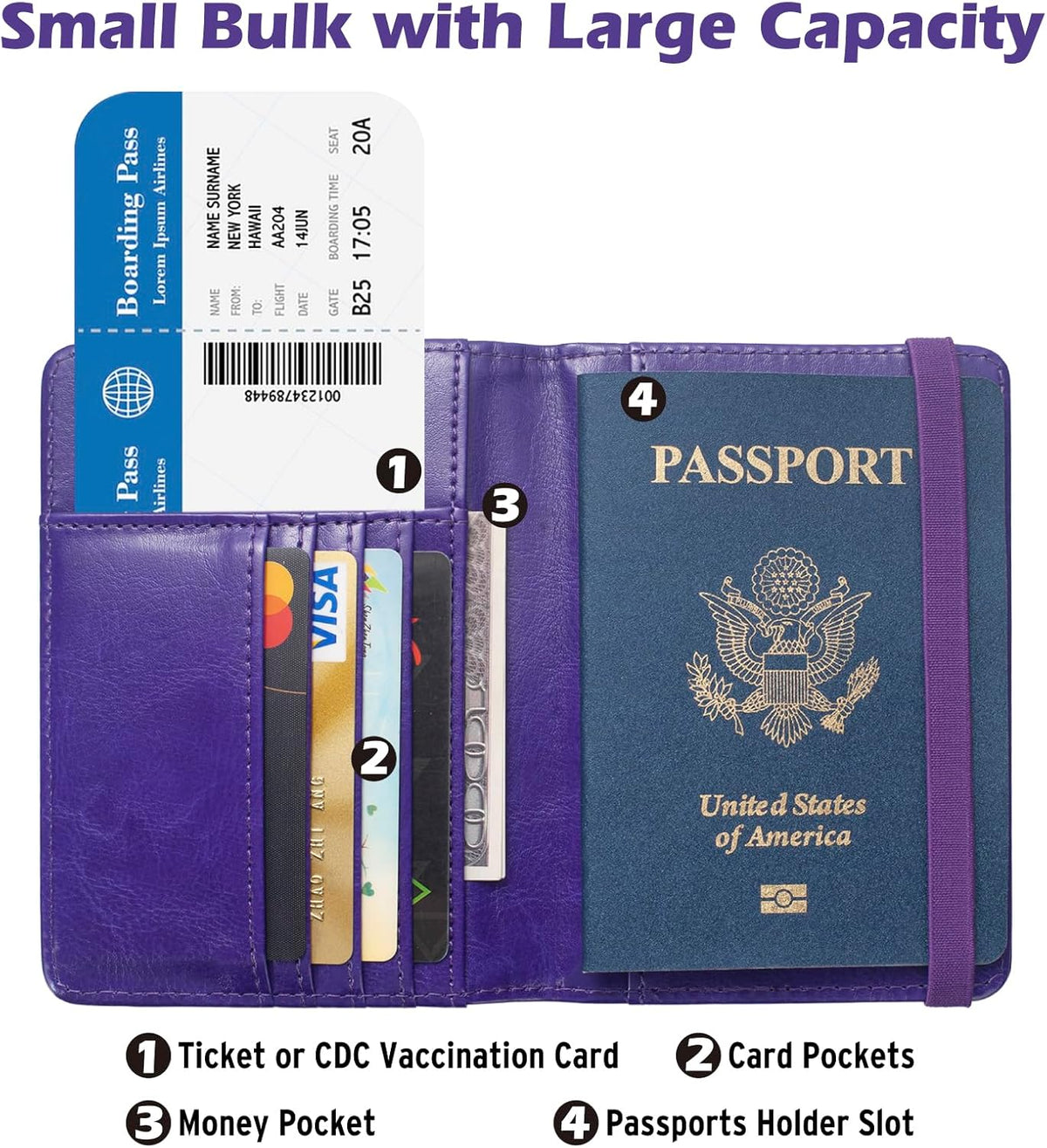 Passport Holder for Men Women RFID Blocking US Passport Cover Case, Waterproof Leather Passport Book Protector with Vaccine Card Slot Travel Document Organizer