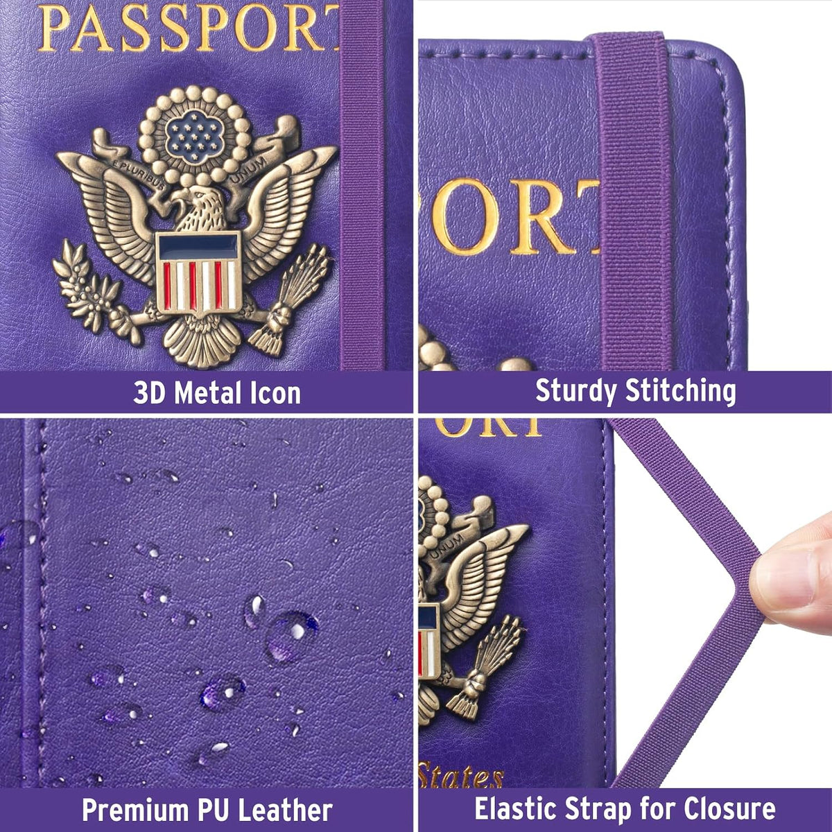 Passport Holder for Men Women RFID Blocking US Passport Cover Case, Waterproof Leather Passport Book Protector with Vaccine Card Slot Travel Document Organizer