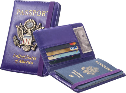 Passport Holder for Men Women RFID Blocking US Passport Cover Case, Waterproof Leather Passport Book Protector with Vaccine Card Slot Travel Document Organizer