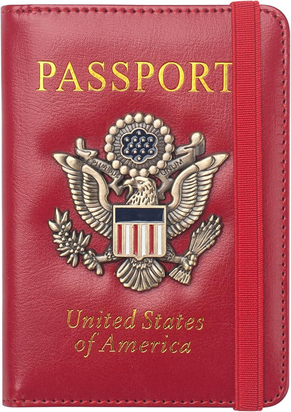 Passport Holder for Men Women RFID Blocking US Passport Cover Case, Waterproof Leather Passport Book Protector with Vaccine Card Slot Travel Document Organizer