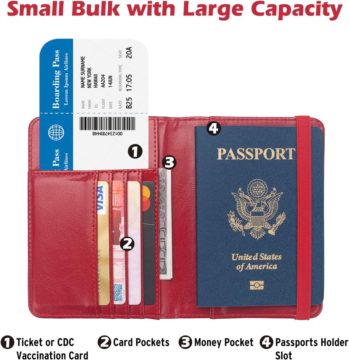 Passport Holder for Men Women RFID Blocking US Passport Cover Case, Waterproof Leather Passport Book Protector with Vaccine Card Slot Travel Document Organizer