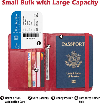Passport Holder for Men Women RFID Blocking US Passport Cover Case, Waterproof Leather Passport Book Protector with Vaccine Card Slot Travel Document Organizer