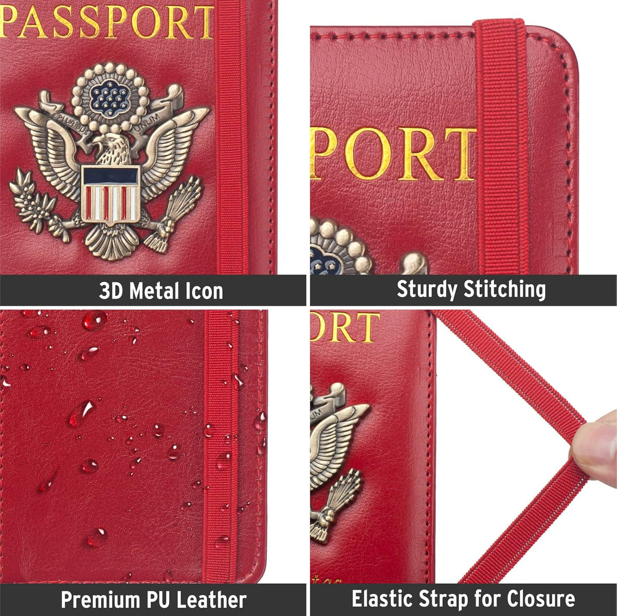 Passport Holder for Men Women RFID Blocking US Passport Cover Case, Waterproof Leather Passport Book Protector with Vaccine Card Slot Travel Document Organizer