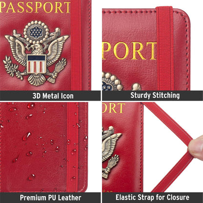 Passport Holder for Men Women RFID Blocking US Passport Cover Case, Waterproof Leather Passport Book Protector with Vaccine Card Slot Travel Document Organizer