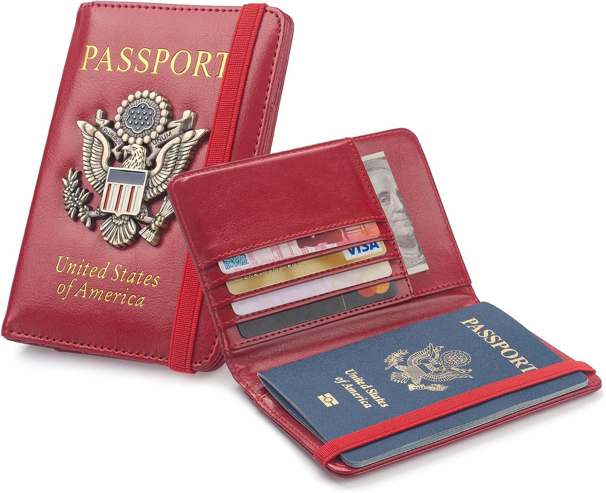 Passport Holder for Men Women RFID Blocking US Passport Cover Case, Waterproof Leather Passport Book Protector with Vaccine Card Slot Travel Document Organizer