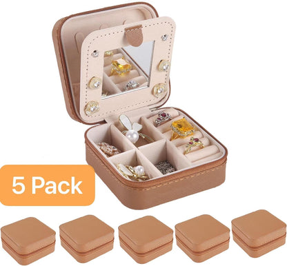 Travel jewelry case Travel jewelry box Travel Jewelry Organizer Small box Gift for Girls Women with Mirror(Pink)