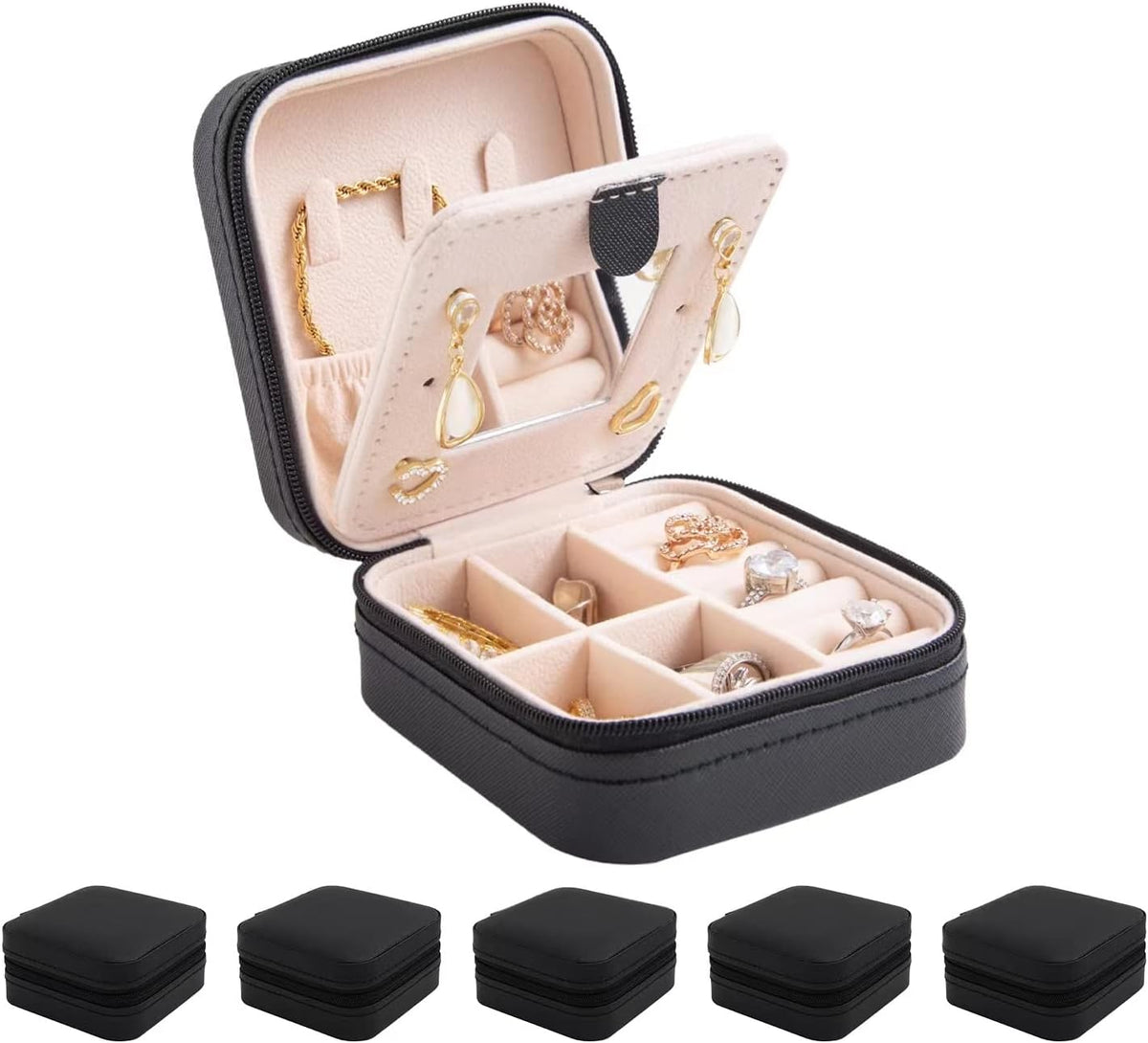 Travel jewelry case Travel jewelry box Travel Jewelry Organizer Small box Gift for Girls Women with Mirror(Pink)