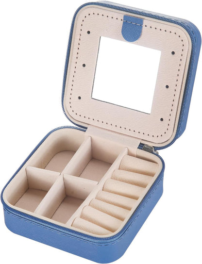 Travel jewelry case Travel jewelry box Travel Jewelry Organizer Small box Gift for Girls Women with Mirror(Pink)