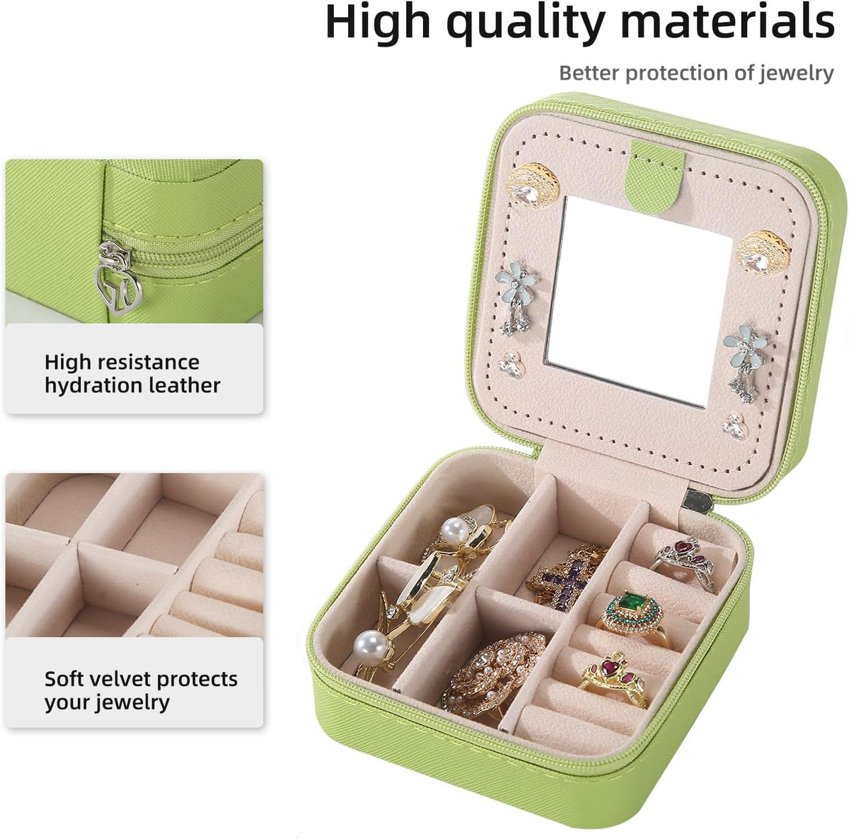 Travel jewelry case Travel jewelry box Travel Jewelry Organizer Small box Gift for Girls Women with Mirror(Pink)