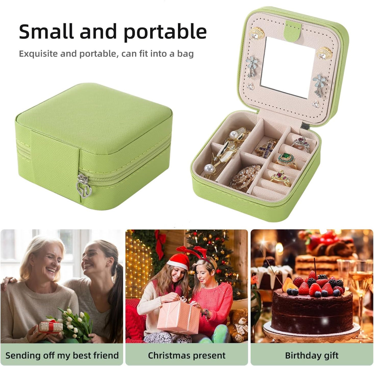 Travel jewelry case Travel jewelry box Travel Jewelry Organizer Small box Gift for Girls Women with Mirror(Pink)