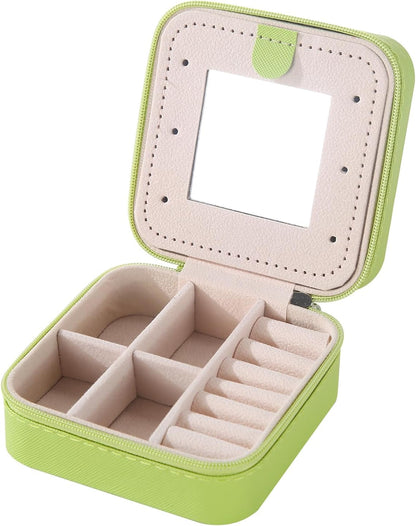 Travel jewelry case Travel jewelry box Travel Jewelry Organizer Small box Gift for Girls Women with Mirror(Pink)
