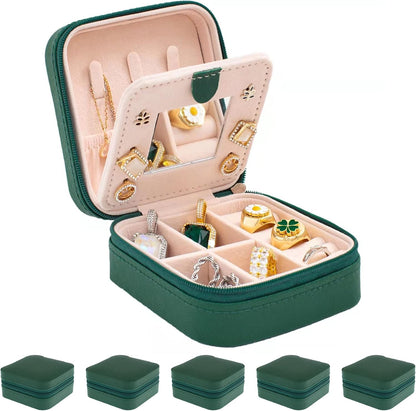 Travel jewelry case Travel jewelry box Travel Jewelry Organizer Small box Gift for Girls Women with Mirror(Pink)