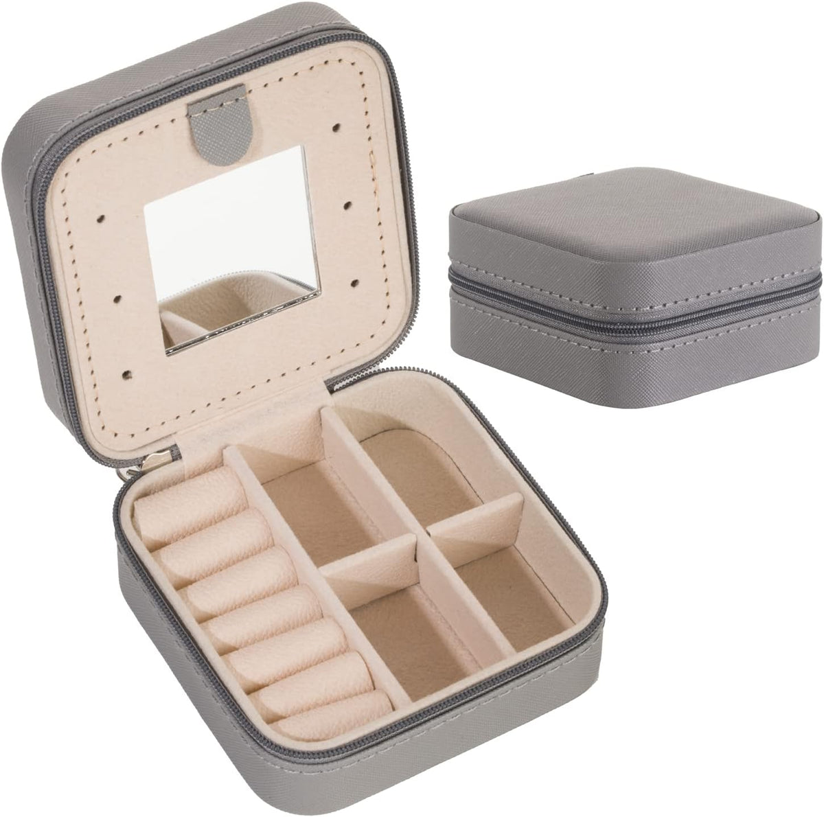 Travel jewelry case Travel jewelry box Travel Jewelry Organizer Small box Gift for Girls Women with Mirror(Pink)