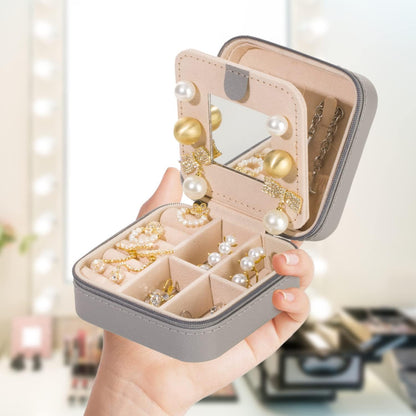 Travel jewelry case Travel jewelry box Travel Jewelry Organizer Small box Gift for Girls Women with Mirror(Pink)