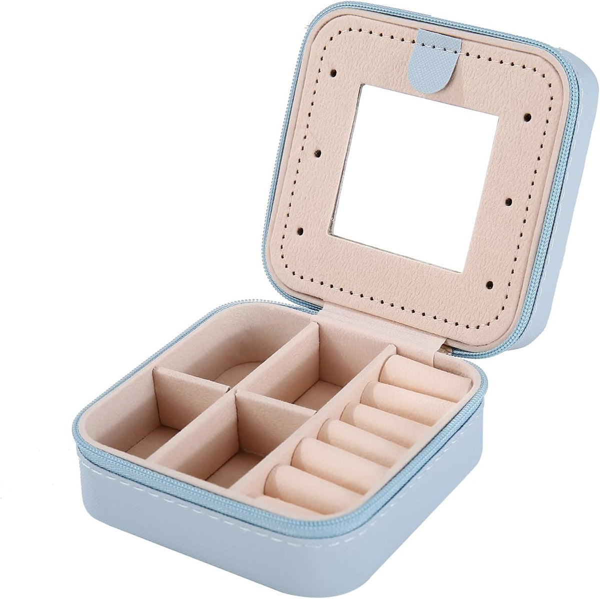 Travel jewelry case Travel jewelry box Travel Jewelry Organizer Small box Gift for Girls Women with Mirror(Pink)