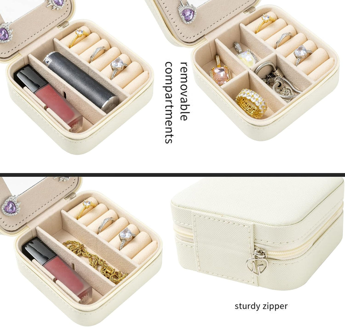 Travel jewelry case Travel jewelry box Travel Jewelry Organizer Small box Gift for Girls Women with Mirror(Pink)
