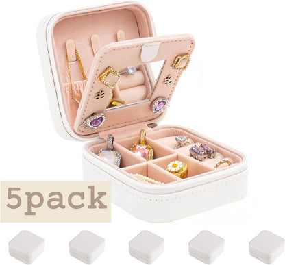 Travel jewelry case Travel jewelry box Travel Jewelry Organizer Small box Gift for Girls Women with Mirror(Pink)