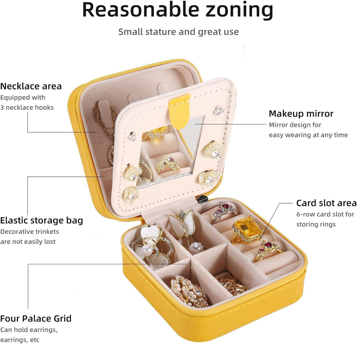 Travel jewelry case Travel jewelry box Travel Jewelry Organizer Small box Gift for Girls Women with Mirror(Pink)