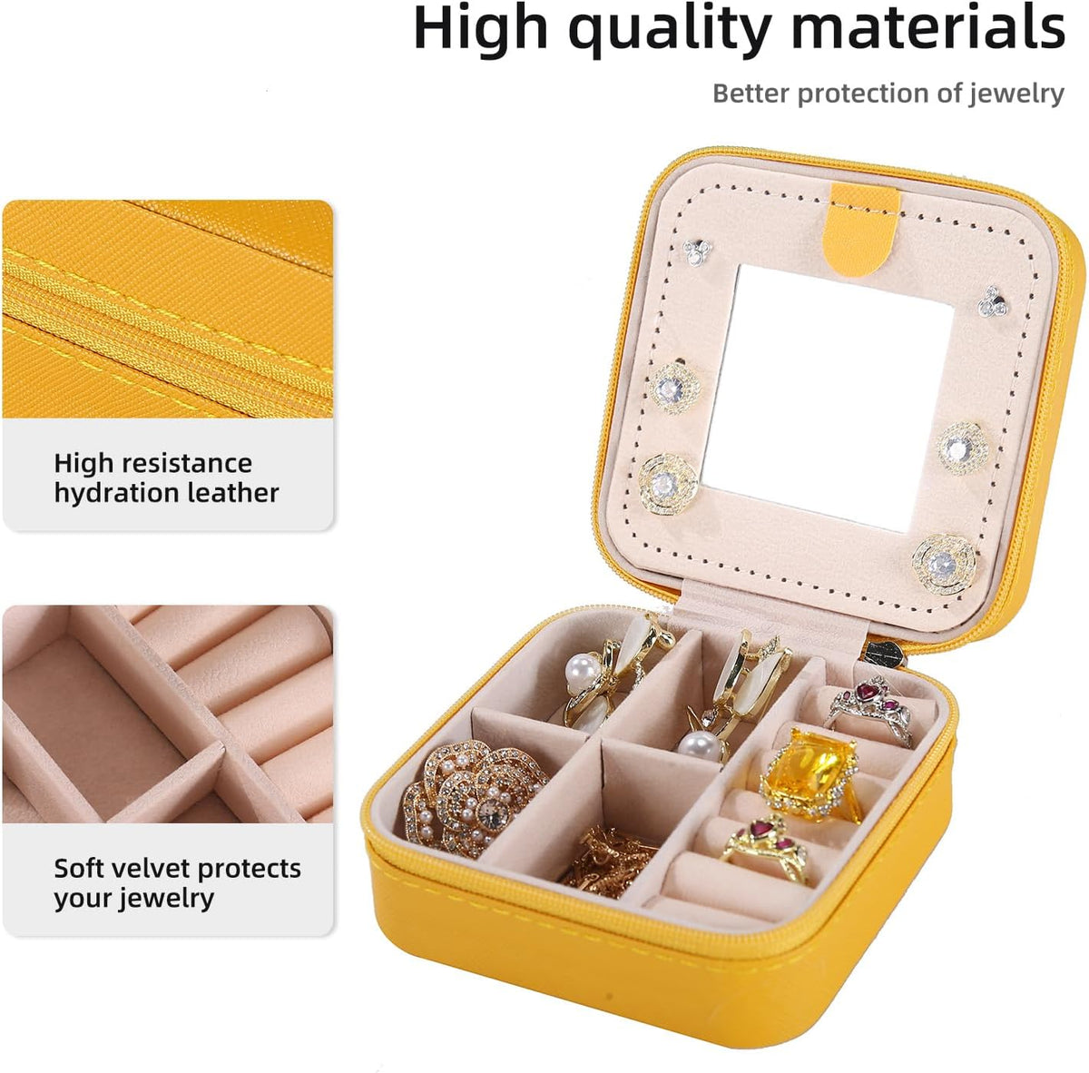 Travel jewelry case Travel jewelry box Travel Jewelry Organizer Small box Gift for Girls Women with Mirror(Pink)