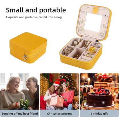 Travel jewelry case Travel jewelry box Travel Jewelry Organizer Small box Gift for Girls Women with Mirror(Pink)